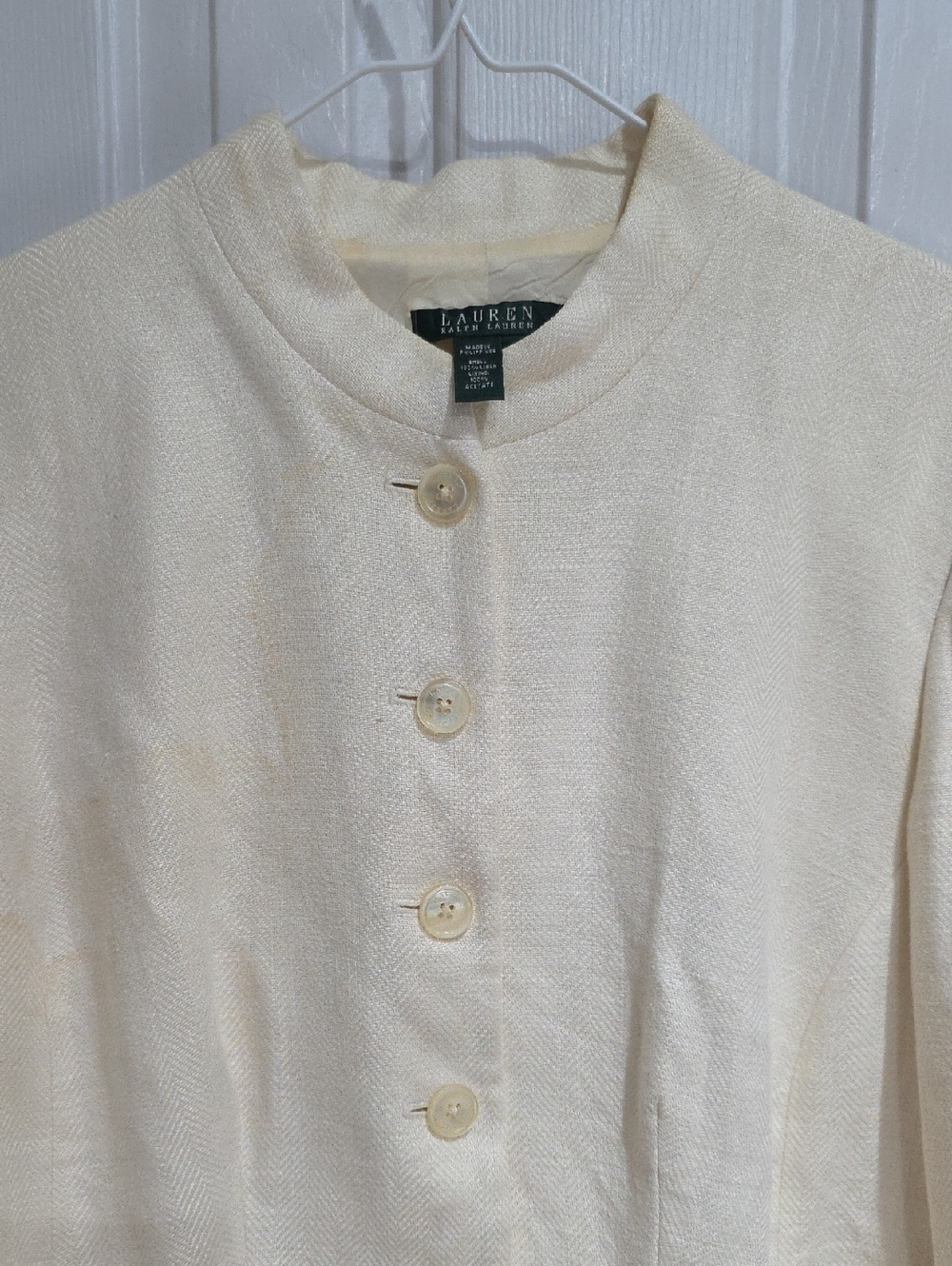 Lauren RL Linen Women's Cream Button-Front Jacket Size 14 W - Picture 2 of 11